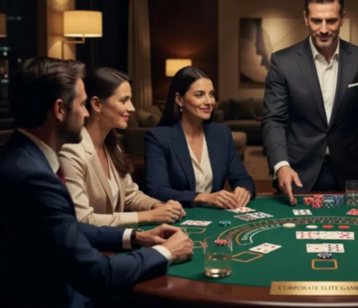 Krupier prowadzący rekreacyjną rozgrywkę blackjack podczas eventu